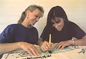 Use small, circular motions and apply the paint evenly, concentrating on filling the edges completely.